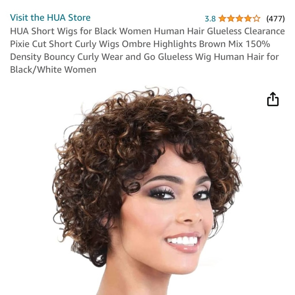 curly pixie cut human hair wig